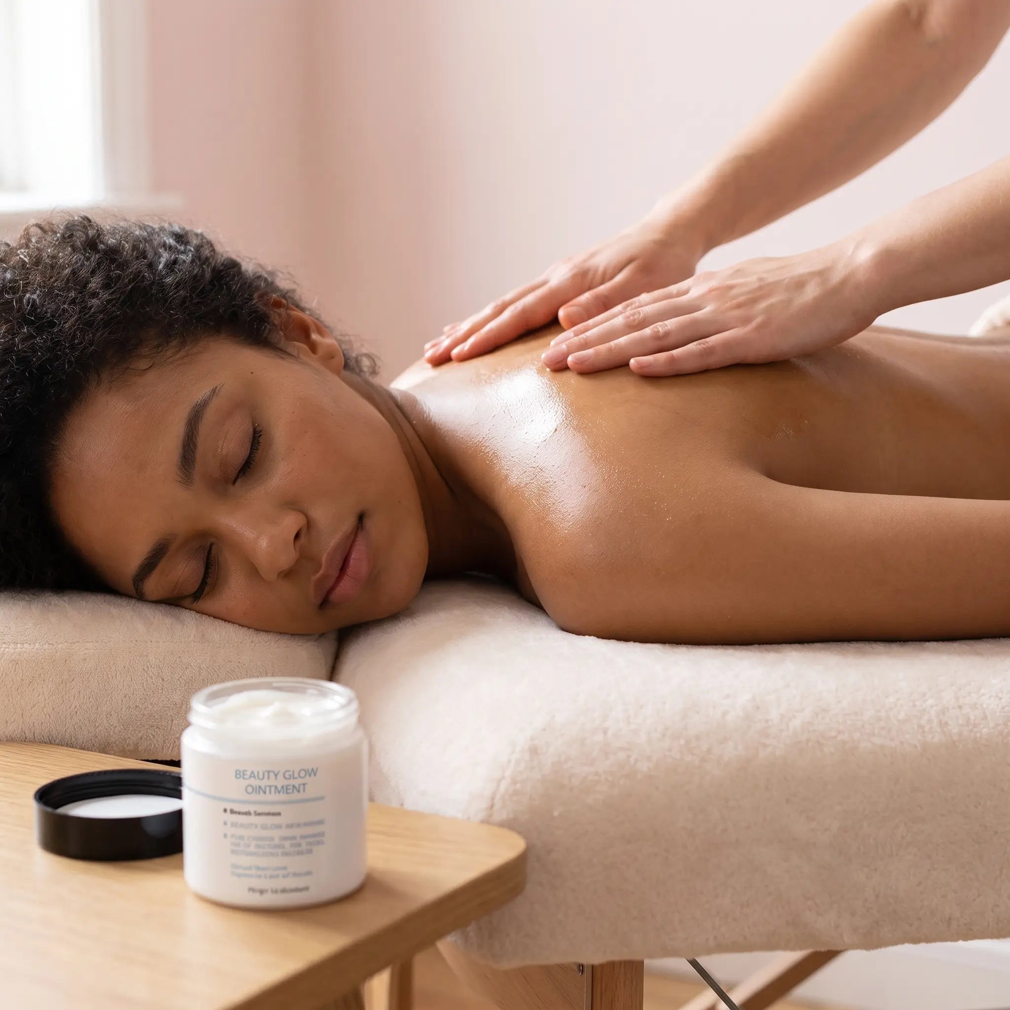 Massage du dos relaxant avec le baume à la griffe du diable pour soulager les tensions musculaires.