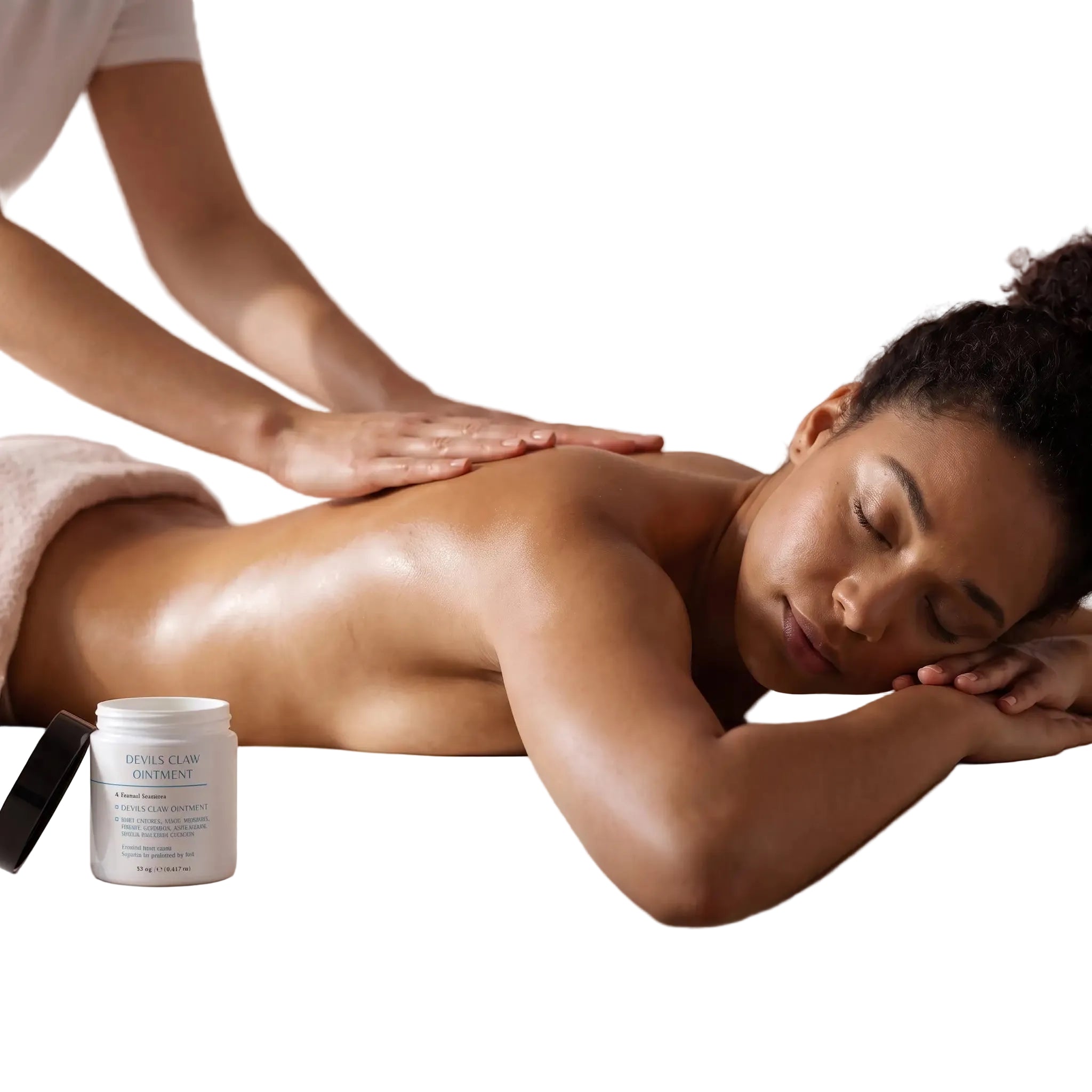 Massage du dos relaxant avec le baume à la griffe du diable pour soulager les tensions musculaires.
